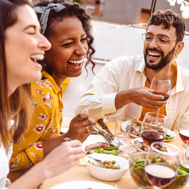 Dine out with friends.